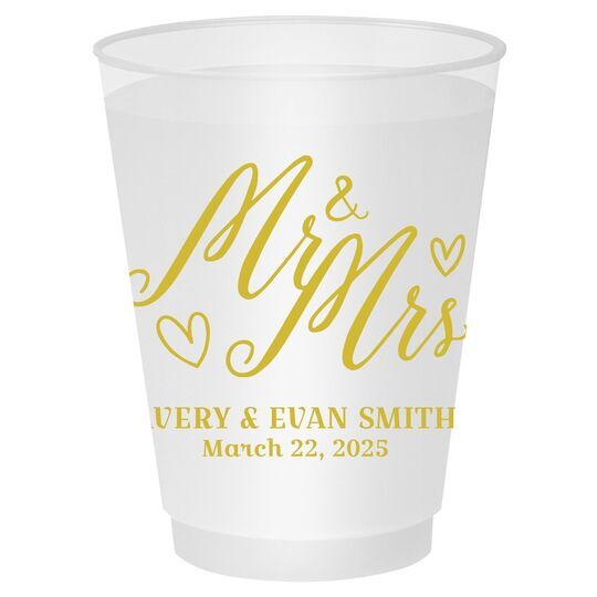 Mr. and Mrs. Hearts Shatterproof Cups